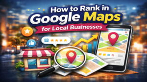 Visual guide on optimizing Google Maps rankings for local businesses, featuring key tips and techniques.