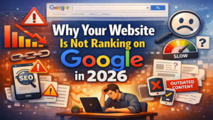 Infographic detailing why websites struggled to rank on Google in 2016, highlighting key SEO issues and strategies.