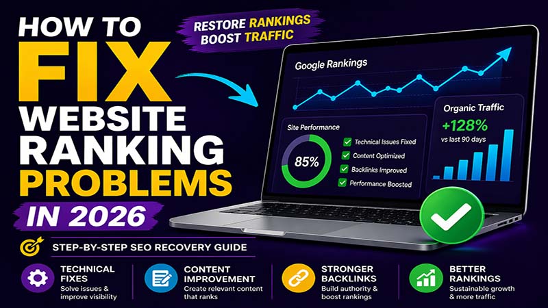 How to fix website ranking problems in 2026 with technical SEO fixes, content optimization, and backlink improvement strategies