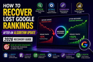 How to recover lost Google rankings after an algorithm update using SEO recovery strategies, technical fixes, and content optimization.